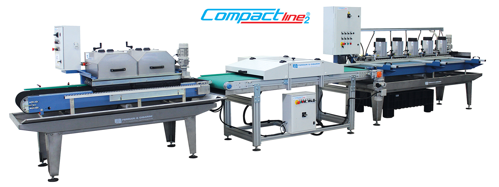 COMPACT LINE 2 - LÍNEA AUTOMATICA PARA EL CORTE Y EL CANTO ROMO EN CERAMICA, MARMOL Y PIEDRA