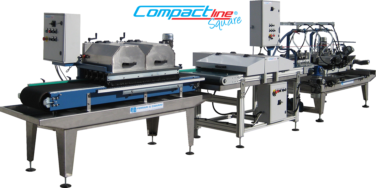 COMPACT LINE SQUARE - LIGNE AUTOMATIQUE POR LA COUPE ET LA RECTIFICATION DE CERAMIQUE, MARBRE, PIERRE ET BRIQUE